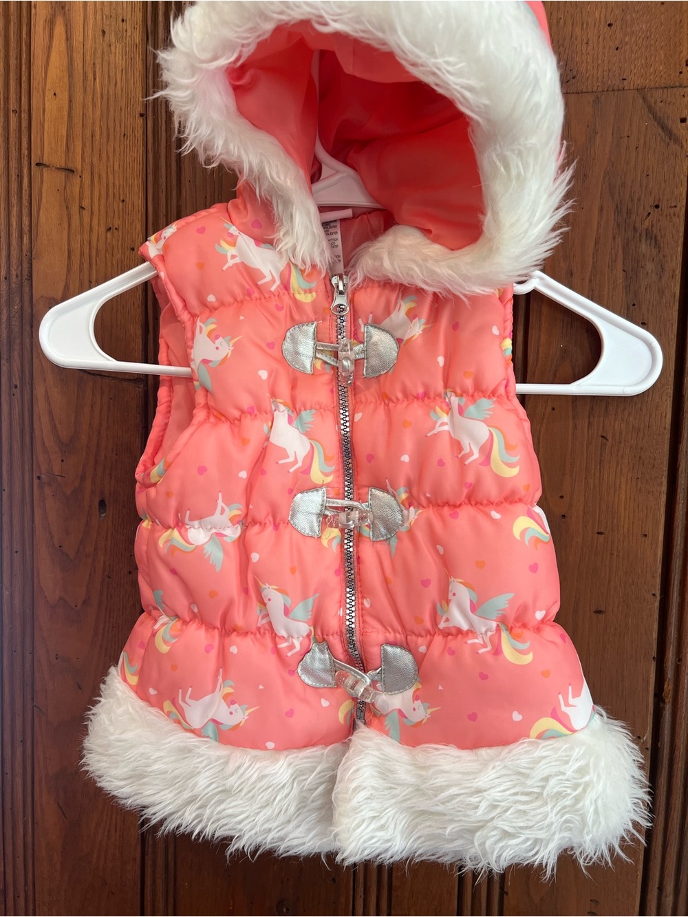 Girls Unicorn Puffer Vest Faux Fur Trim – Little Lass – 5T